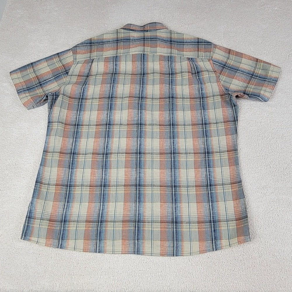 Kuhl Plaid Shirt Mens XL Blue Orange Excellent‎ Short Sleeve Linen Cotton 7218 - Picture 3 of 10
